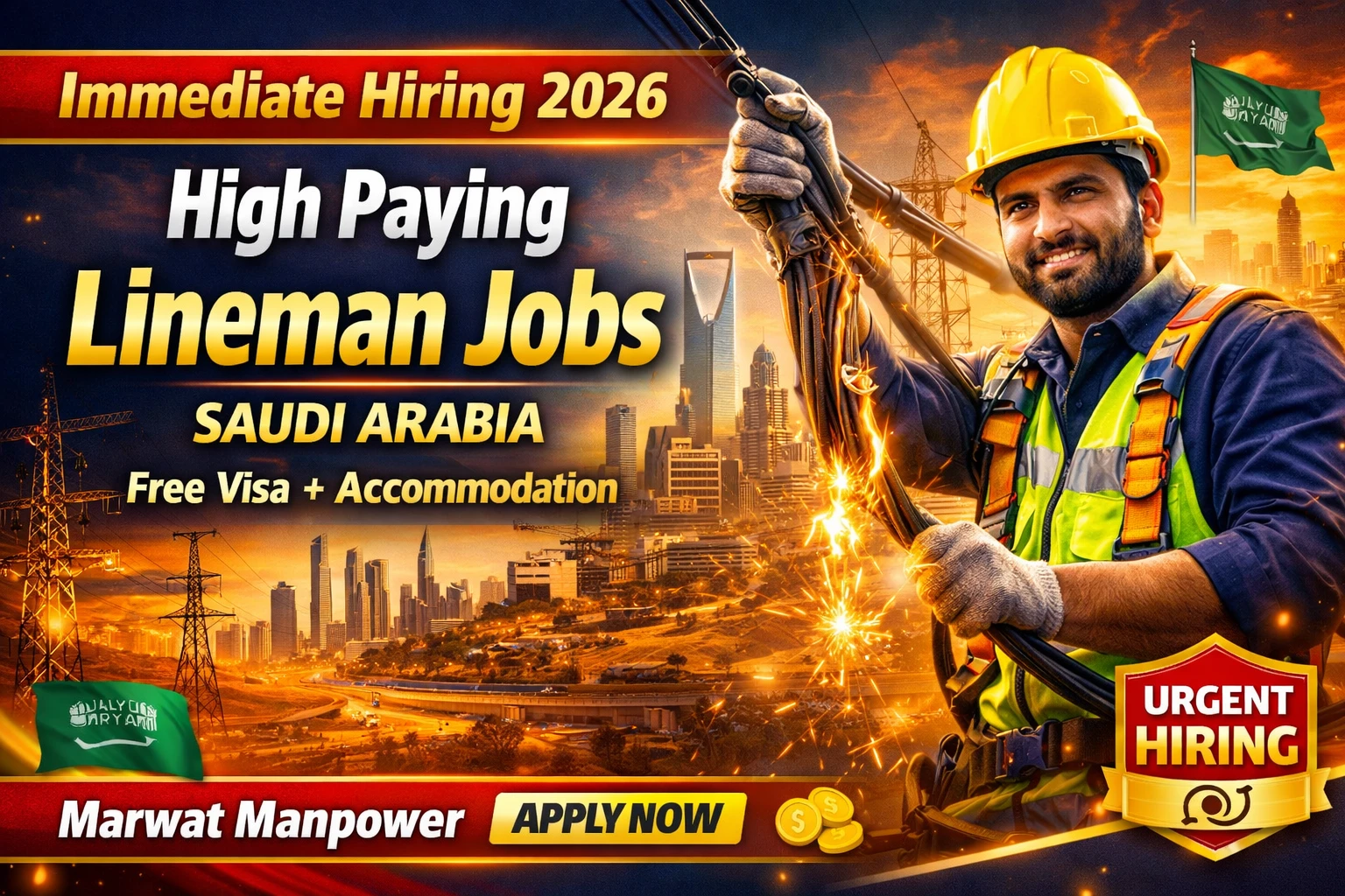 High Paying Lineman Vacancies in Saudi Arabia – Marwat&hellip;